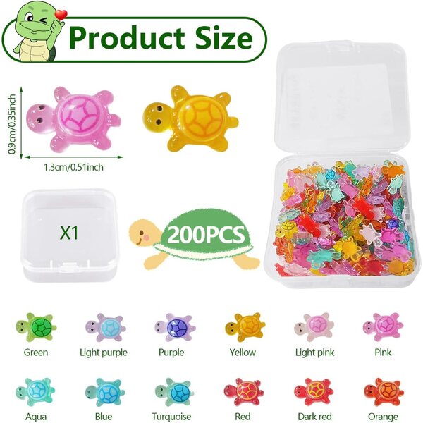 200 Mini Tartarughe in Resina Luminose per Decorazioni Fai Da Te e Acquari