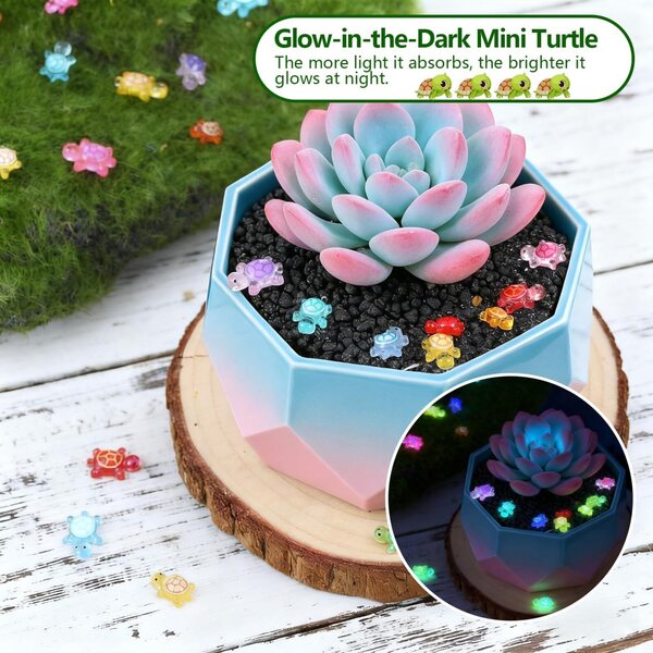 200 Mini Tartarughe in Resina Luminose per Decorazioni Fai Da Te e Acquari