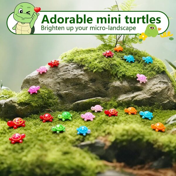 200 Mini Tartarughe in Resina Luminose per Decorazioni Fai Da Te e Acquari
