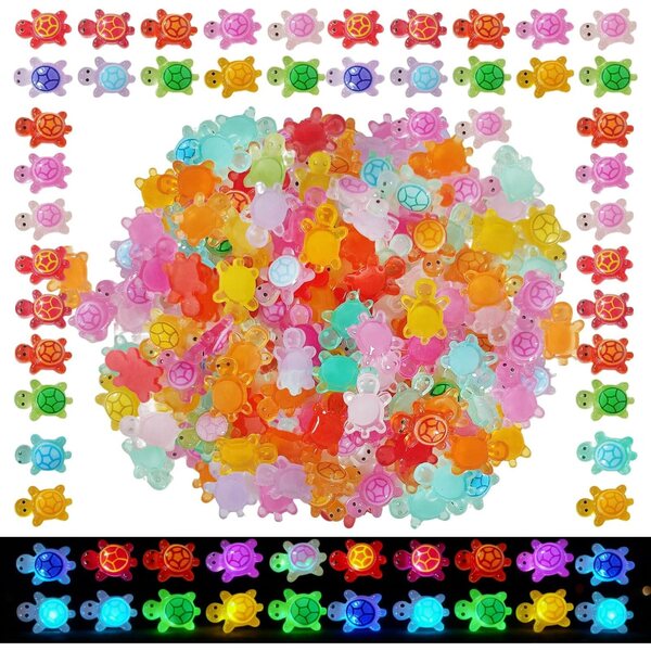 200 Mini Tartarughe in Resina Luminose per Decorazioni Fai Da Te e Acquari