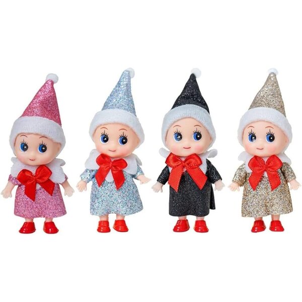 Baby ForELF 10,2 cm große Weihnachtspuppe mit bunten Overalls und beweglichen Teilen