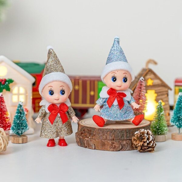 Baby ForELF 10,2 cm große Weihnachtspuppe mit bunten Overalls und beweglichen Teilen