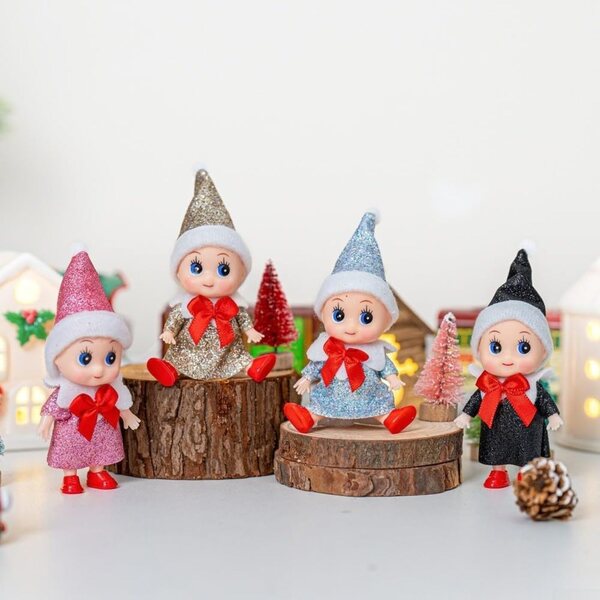 Baby ForELF 10,2 cm große Weihnachtspuppe mit bunten Overalls und beweglichen Teilen