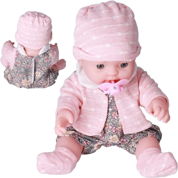 12 Zoll große realistische Puppe mit weichem Körper und waschbarer Blumenkleidung