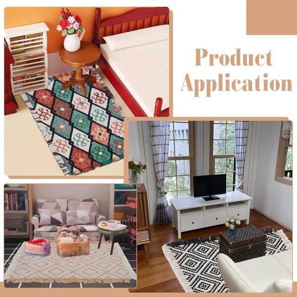 FINGERINSPIRE Set 3 Mini Tappeti Casa delle Bambole 1/12, Design Geometrico Moderno