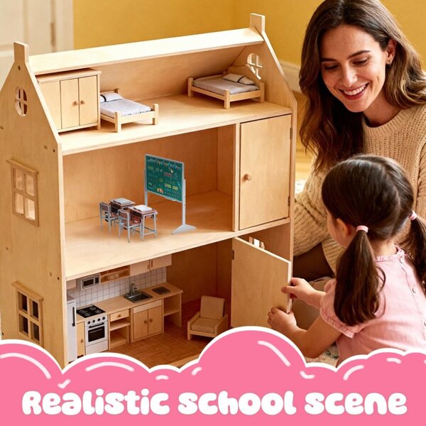 Puppenhausmöbel-Miniaturen TOYANDONA Schultisch- und Stuhlset aus PVC