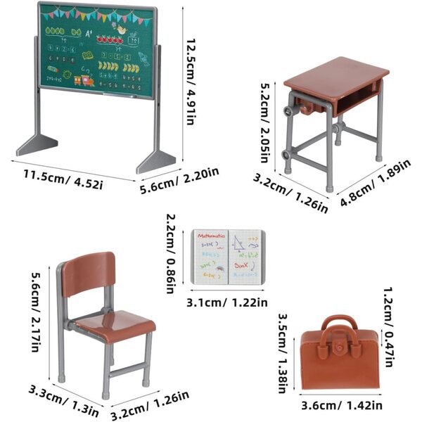 Puppenhausmöbel-Miniaturen TOYANDONA Schultisch- und Stuhlset aus PVC