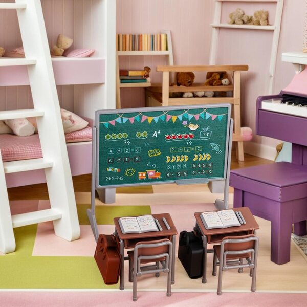 Puppenhausmöbel-Miniaturen TOYANDONA Schultisch- und Stuhlset aus PVC