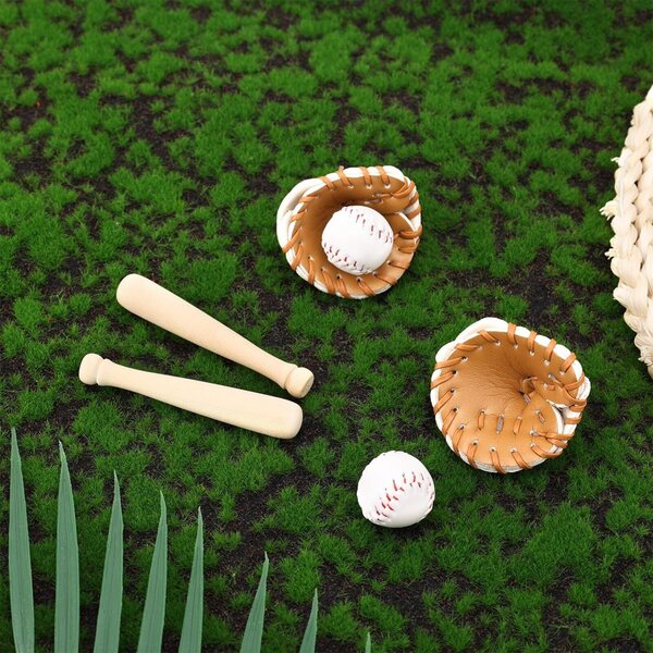 Set Mini Baseball in Legno e PU con 2 Mazze, Guanti e Palline Realistiche - Tinoaly