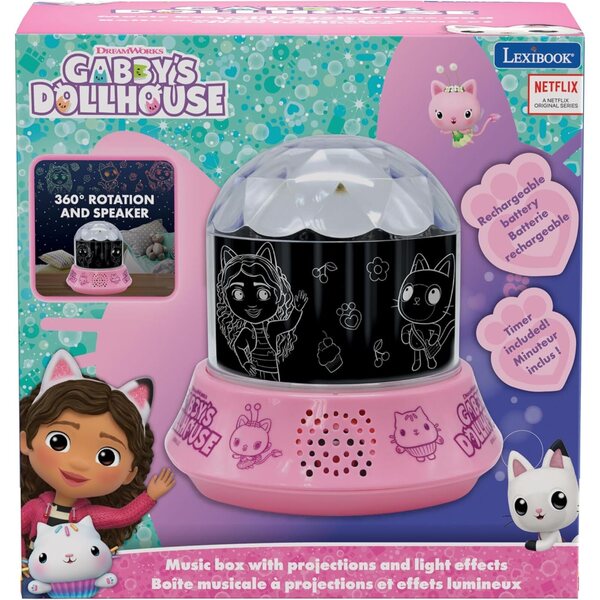 Lexibook Gabby's Dollhouse Luce Notturna con Altoparlante e Proiezioni Caleidoscopiche