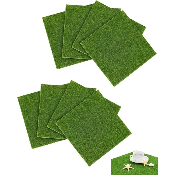 DAFNE DIY Mini-Kunstrasen 8 Stück 15x15 cm für Miniaturgärten