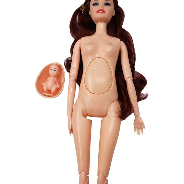 Bambola Mamma Incinta 30 cm con Pancia Rimovibile Giocattolo Educativo in Plastica