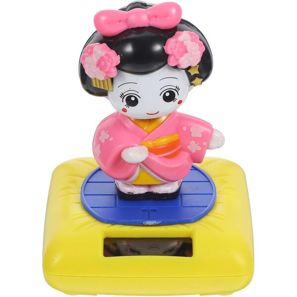 Bambola Kimono Solare per Auto con Testa Oscillante, Decorazione Interna Resistente Rosa