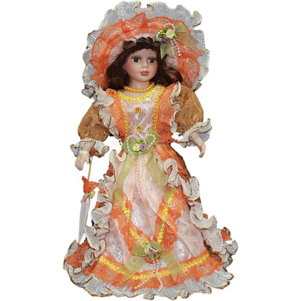 43 cm große Porzellanpuppe mit Clownkostüm – Kunstdekoration zum Sammeln