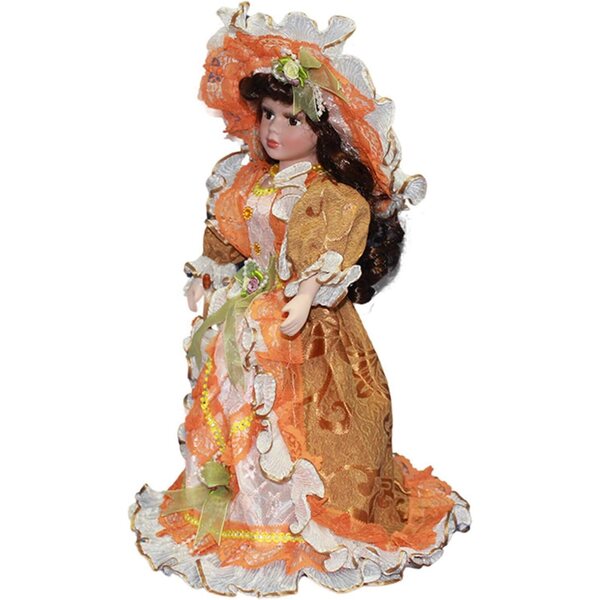 43 cm große Porzellanpuppe mit Clownkostüm – Kunstdekoration zum Sammeln