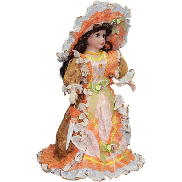 43 cm große Porzellanpuppe mit Clownkostüm – Kunstdekoration zum Sammeln