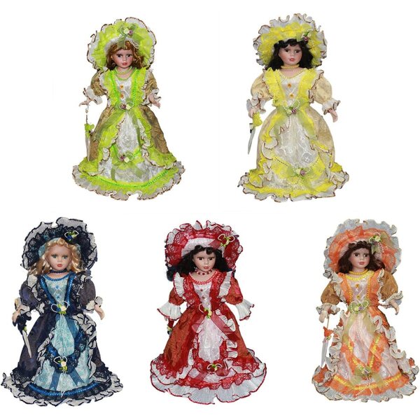 43 cm große Porzellanpuppe mit Clownkostüm – Kunstdekoration zum Sammeln