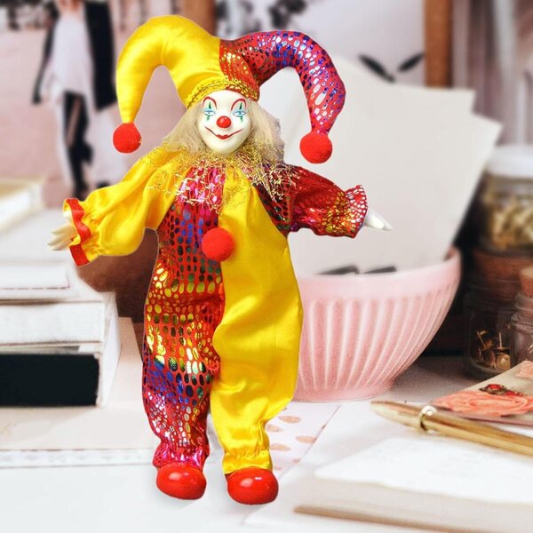 Gelenkige Clown-Keramikfigur 25 cm für Zuhause und Schreibtisch – Tmboryuu