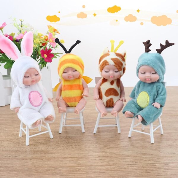 Set mit 6 Jonuin Reborn-Puppen für Neugeborene mit Flaschen, realistische Minispiele für Kinder