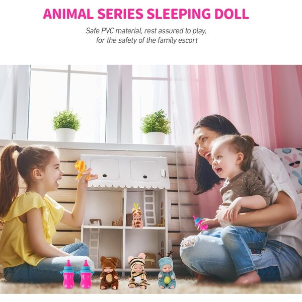 Set mit 6 Jonuin Reborn-Puppen für Neugeborene mit Flaschen, realistische Minispiele für Kinder