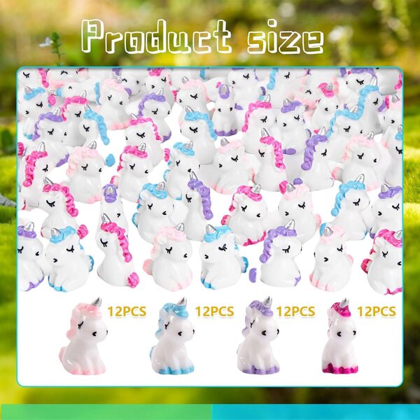 Kotkiddy 48 Mini Unicorni in Resina per Decorazioni e Lavori Manuali