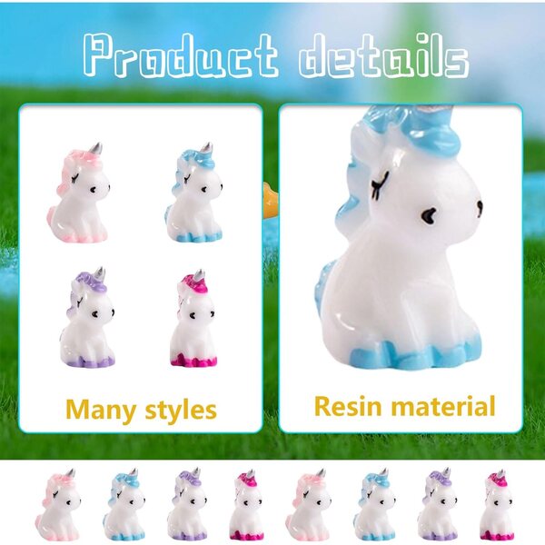 Kotkiddy 48 Mini Unicorni in Resina per Decorazioni e Lavori Manuali