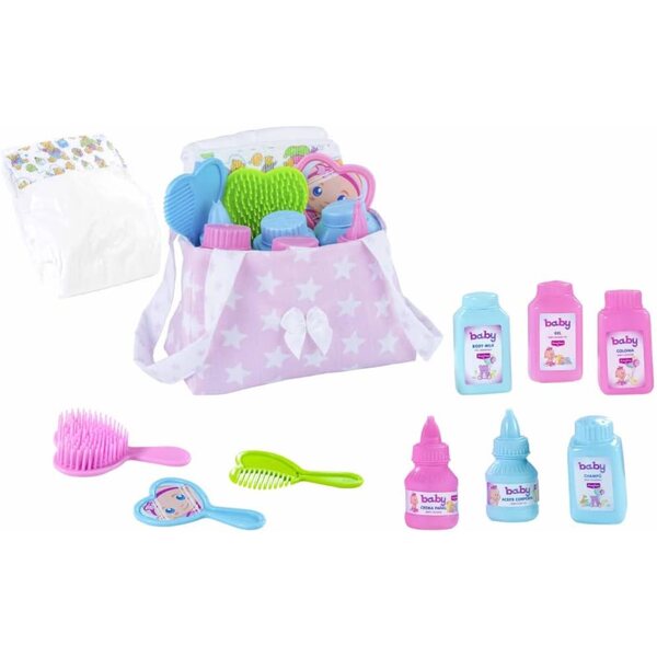 CARTOON Bambola Rauber con vasca e accessori per bagnetto, 11 pezzi, 28 cm