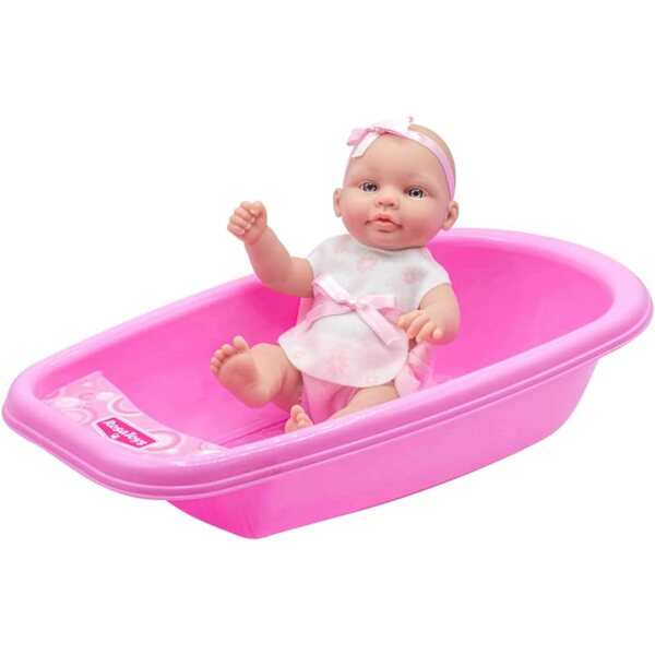 CARTOON Bambola Rauber con vasca e accessori per bagnetto, 11 pezzi, 28 cm