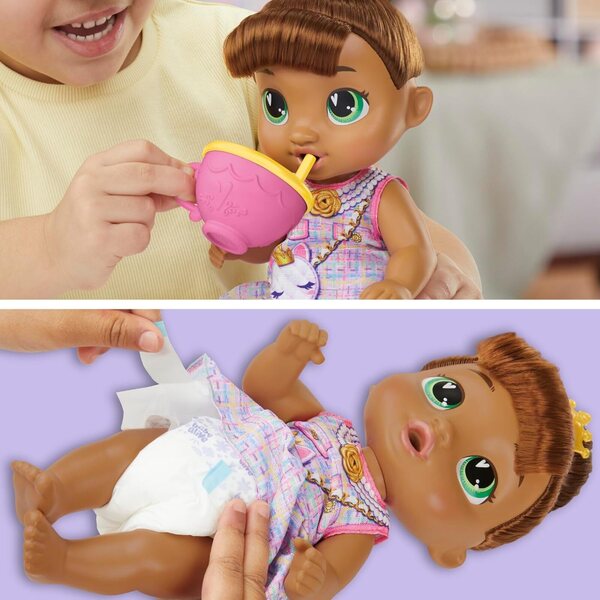 Baby Alive Sophia Sparkle Tea Party Puppe mit Zubehör und Windel 28 cm