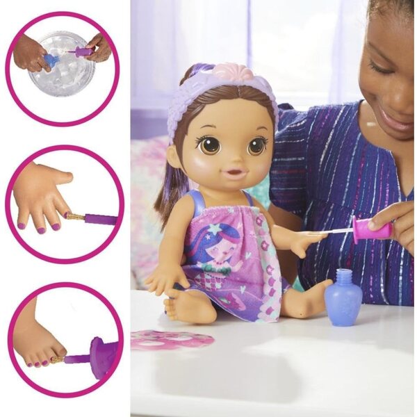 Baby Alive Glam Spa Puppe Meerjungfrau, Mani-Pedi Color Reveal Makeup, Wasserspiel, 32 cm