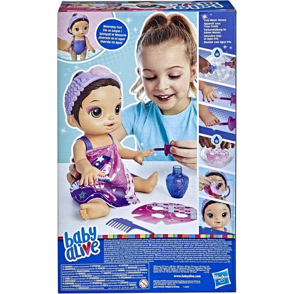 Baby Alive Glam Spa Puppe Meerjungfrau, Mani-Pedi Color Reveal Makeup, Wasserspiel, 32 cm