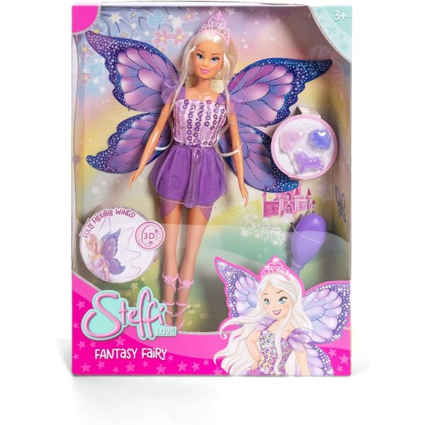 Simba Steffi Love Fantasy Fairy 29 cm con ali mobili, pettine e clip per capelli