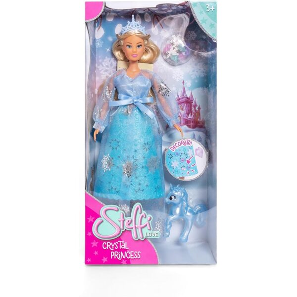 Simba Steffi Love Crystal Princess 29 cm mit Einhorn und verzierbarem Zauberrock