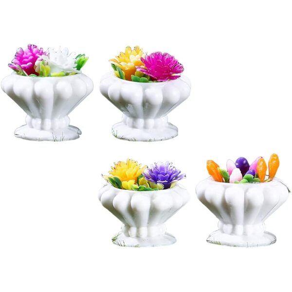 Set 4 Mini Piante in Resina per Casa delle Bambole e Giardini in Miniatura