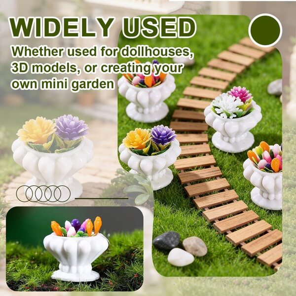 Set 4 Mini Piante in Resina per Casa delle Bambole e Giardini in Miniatura
