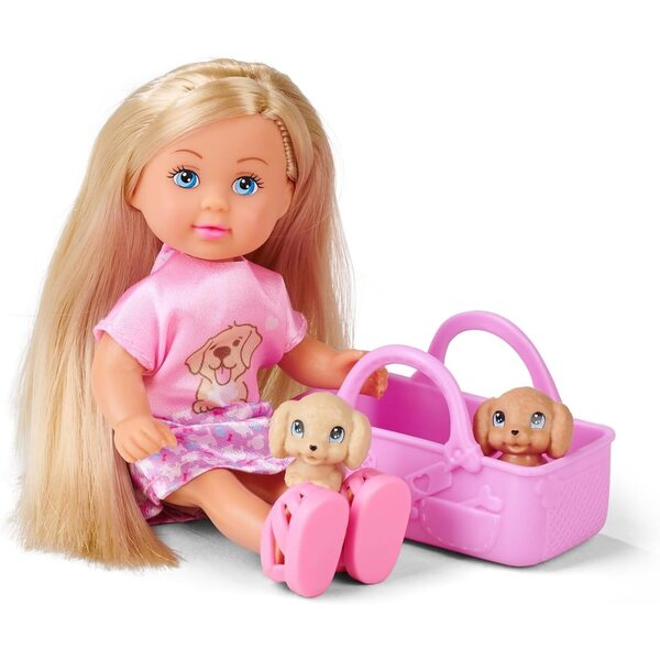 Simba Evi Love Playground Doll 12 cm mit 3 Tieren und Zubehör, Rollenspiel für Kinder