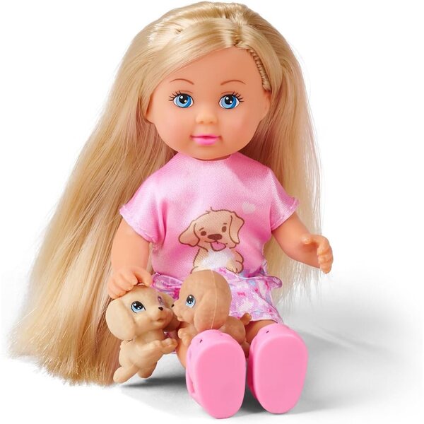 Simba Evi Love Playground Doll 12 cm mit 3 Tieren und Zubehör, Rollenspiel für Kinder