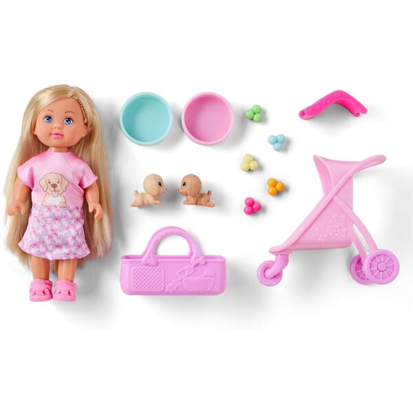 Simba Evi Love Playground Doll 12 cm mit 3 Tieren und Zubehör, Rollenspiel für Kinder