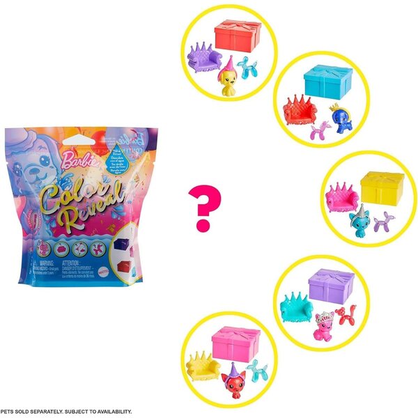 Barbie Color Reveal Party Serie 3 Überraschungstiere mit Wasseroffenbarung