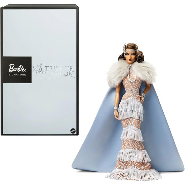 Barbie Signature Twenties im Luxus-Couture-Flapper mit puderblauem Umhang