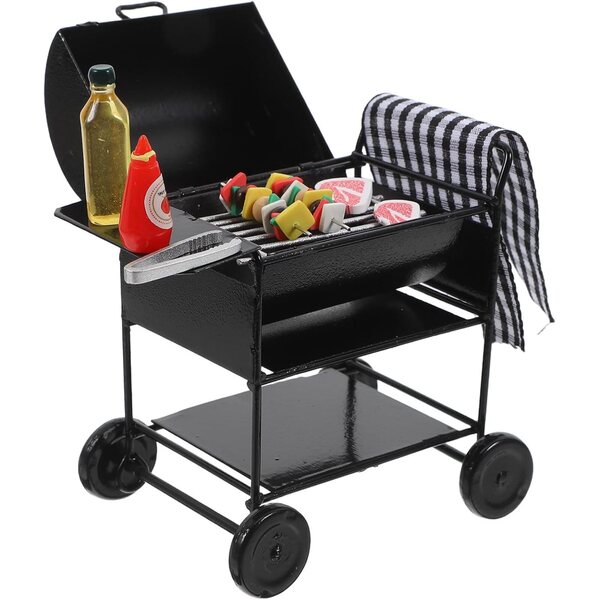 TOYANDONA Barbecue Puppenhaus Miniatur 1:12 Set realistisch schwarz 9x6,3x4,5 cm