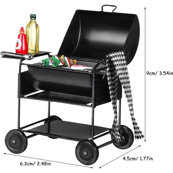 TOYANDONA Barbecue Puppenhaus Miniatur 1:12 Set realistisch schwarz 9x6,3x4,5 cm