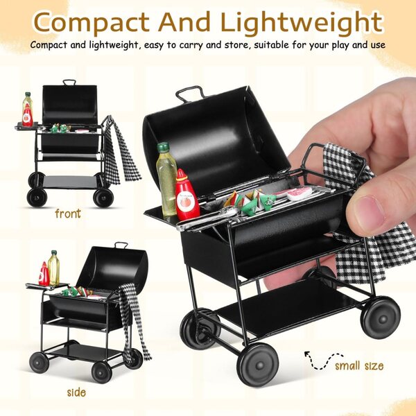 TOYANDONA Barbecue Puppenhaus Miniatur 1:12 Set realistisch schwarz 9x6,3x4,5 cm