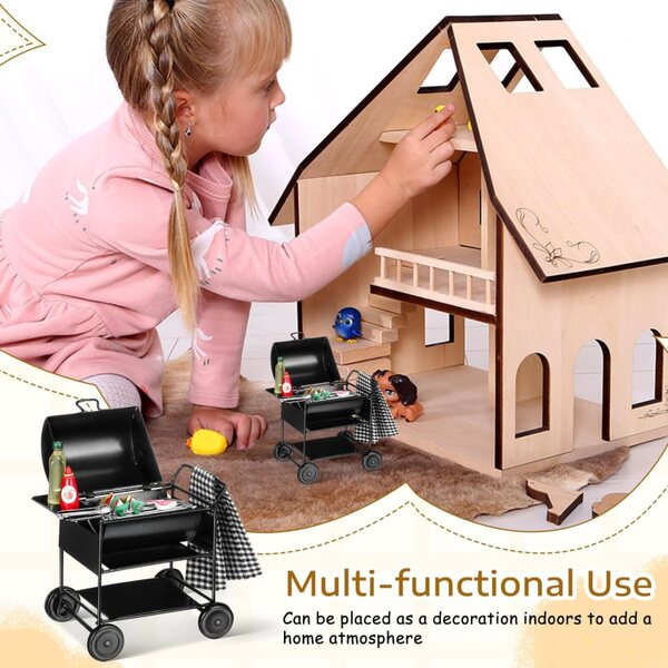 TOYANDONA Barbecue Puppenhaus Miniatur 1:12 Set realistisch schwarz 9x6,3x4,5 cm