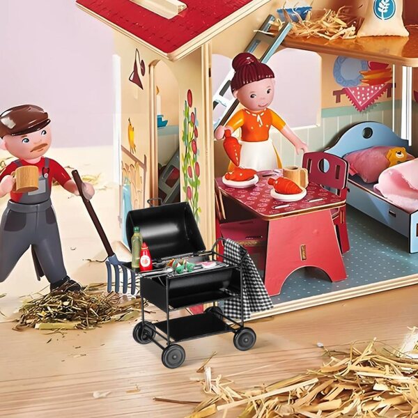 TOYANDONA Barbecue Puppenhaus Miniatur 1:12 Set realistisch schwarz 9x6,3x4,5 cm