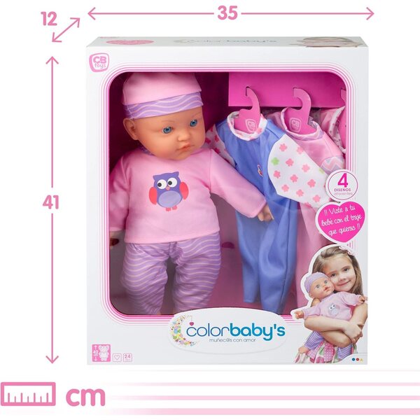 ColorBaby Set Bebè Morbido 41 cm con Accessori per Bambini 24 Mesi+