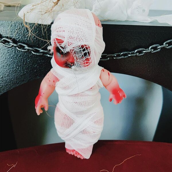 Bambola Spaventosa in PVC per Halloween, Decorazione Horror Interna ed Esterna