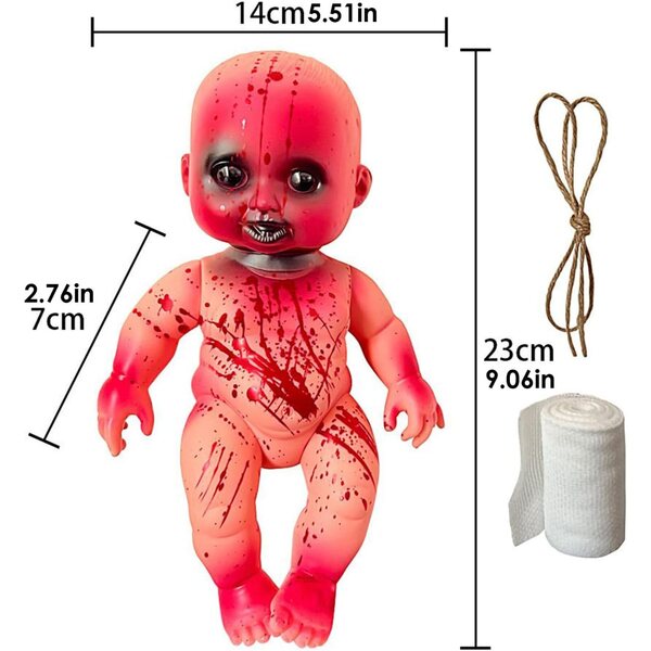 Bambola Spaventosa in PVC per Halloween, Decorazione Horror Interna ed Esterna