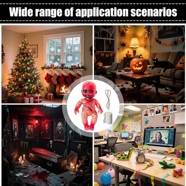 Bambola Spaventosa in PVC per Halloween, Decorazione Horror Interna ed Esterna
