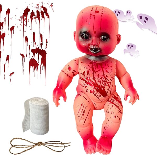 Bambola Spaventosa in PVC per Halloween, Decorazione Horror Interna ed Esterna